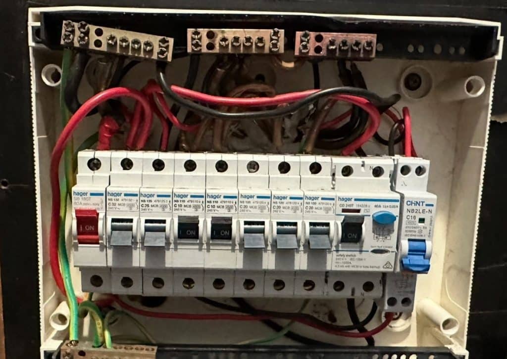 Hager consumer unit (distribution board) used for controlling and distributing electricity in a residential house