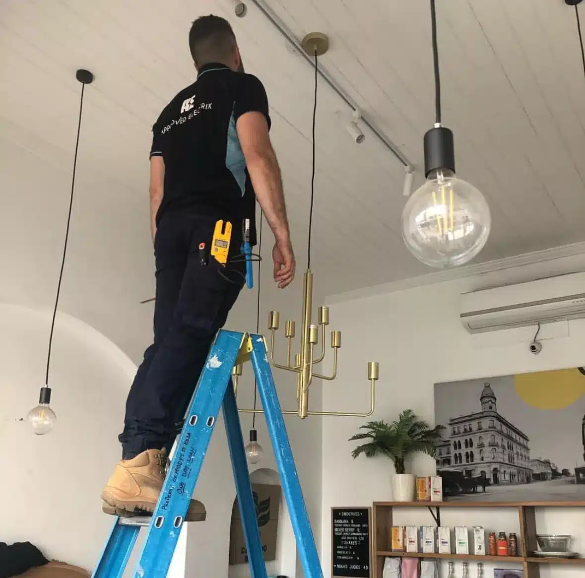 Approved Electrix electrician is installing indoor lighting for a Residential House