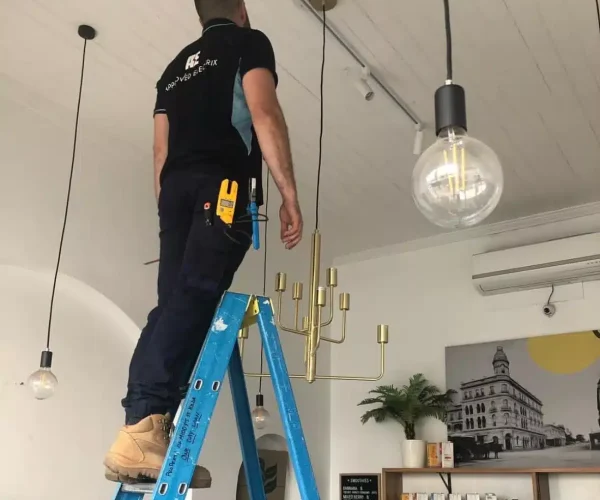 Approved Electrix electrician is installing indoor lighting for a Residential House